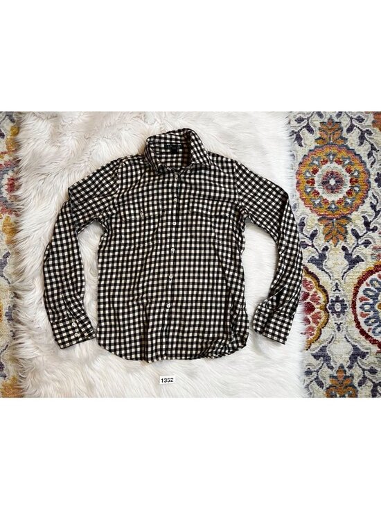 Lauren Ralph Lauren Tops - Lauren Ralph Lauren Womens Button Up Shirt S Black White Plaid Long Pockets